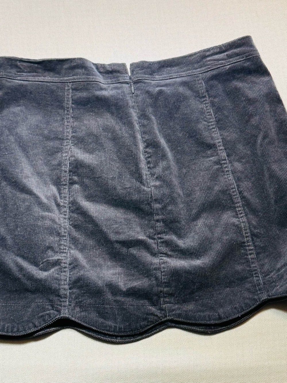 Altar'd State Charcoal Corduroy Scalloped Hem Mini Skirt